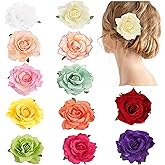 12PCS Elegant 4inch Rose Flower Hair Clips Hairpins Floral Brooches Pin Boho Hair Clip Rose Hair Accessories For Women Girls Lady Bridal