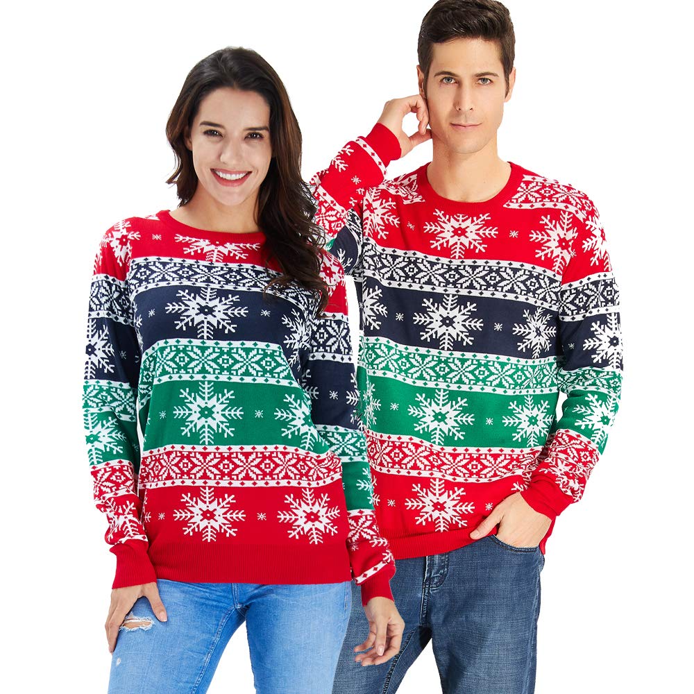 RAISEVERN de Navidad del suéter de Navidad de Punto Camiseta de Manga Larga Hombres Casual Puentes