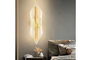 Mdzhya Modern Wall Sconces,Gold LED Wall Light with Remote Control, Brushed Brass Metal Base Dimmable Indoor Wall Sconce for 