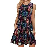 elescat Women's Summer Dresses 2026 Beach Casual Sleeveless Floral Print Tank Loose Sundress with Pocket