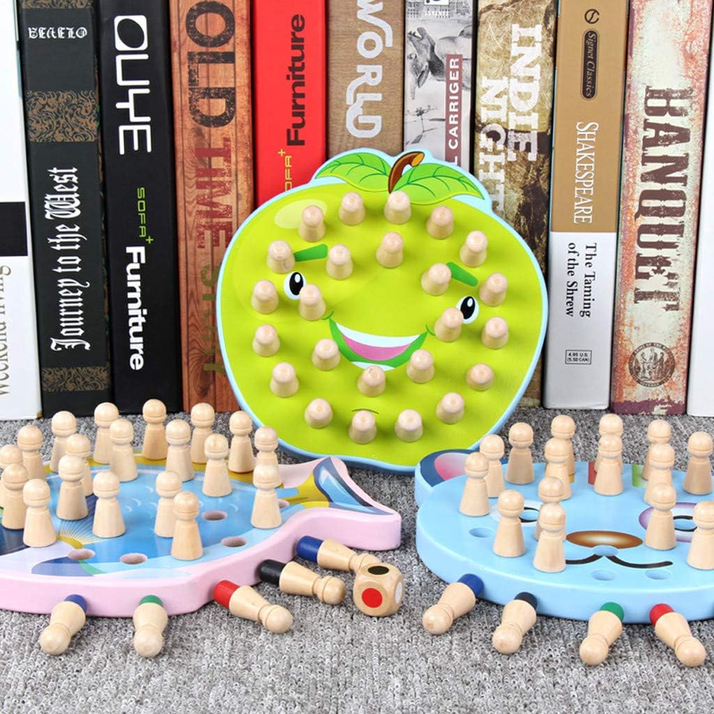 Toysgift Wooden Memory Matchstick Chess Game Toy for Kids Children Toddlers -Educational Intelligent Toys,Brainteaser Logical Thinking Training Match Chess Toys for Boys Girls Age 3 + (Apple)