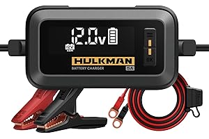 Hulkman Sigma 5, 5A Car Battery Trickle Charger, 12V and 6V Smart Charger, LiFePO4 and Lead-Acid Battery Automotive Maintainer with 3.2-in LED Display for Automobile, Motorcycle, ATV