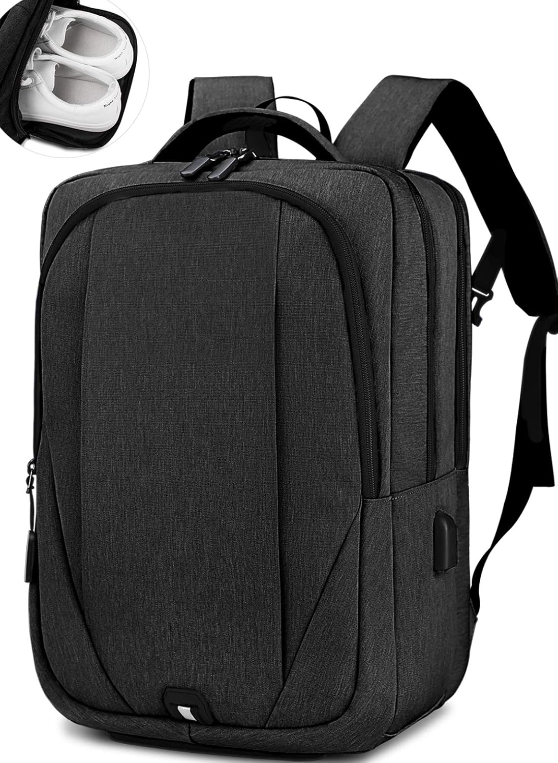 NEWHEY リュック メンズ バックパック リュックサック ビジネスリュック 15.6インチ PC リュック YKK USB充電ポート 多機能 防水 撥水 通勤 出張 旅行 黒