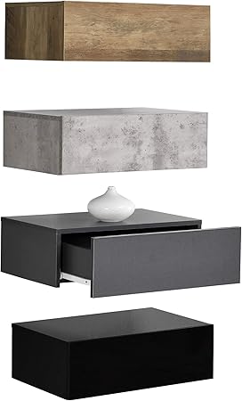 En Casa Wall Mounted Shelf Floating Drawer Storage Box 4 Drawers
