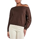 Milumia Women's Y2k Off The Shoulder Sweater Asymmetrical Long Sleeve Ribbed Knit Tops