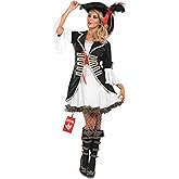 fun shack Pirate Costume Women's Deluxe Buccaneer Outfit with Corset Jacket, Dress, Hat