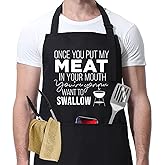 Miracu Funny Cooking Aprons for Men Husband - Valentines Day, Birthday Funny Male Gifts for Mens Best Friend, Gifts for Male Friends Guy Boyfriend Chef Him, Grilling Grill BBQ Apron for Men w/Pockets