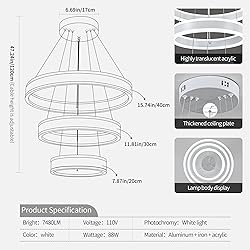 O'NEELDY Modern LED Chandeliers Adjustable Hanging