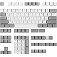 Happy Balls PBT Keycaps Backlit Cherry MX Keyset Doubleshot OEM Profile Translucent for US Layout 61 68 75 84 87 96 98 104 108 MX Switches Mechanical Keyboard (Grey White Combo)