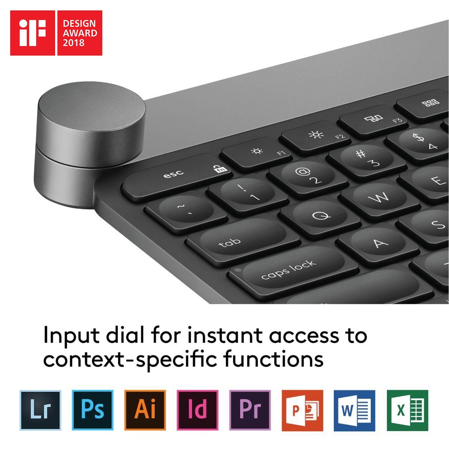 Logitech Craft Advanced with Creative Input Dial - Keyboard - backlit - Bluetooth, 2.4 GHz - UK English