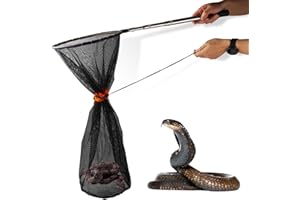 Smarkey Snake Catcher Net, Rattlesnake Grabber Hnadling Tool, Reptile Catch Telescopic Pole Stick, Rattle Snake Removing and Catching Picker with 12" Ring, Extends to 40 Inches
