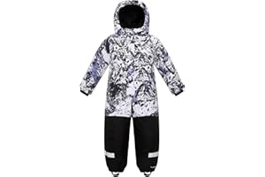 Yueta Kids Snowsuit One Piece, Waterproof Snow Suit for Boys Girls, Ski Jackets Jumpsuits Overalls for Skiing Snowboarding