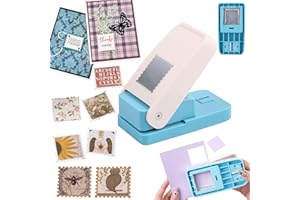 BAOFALI Stamp Puncher 1.5x1.5inch Large Square Postage Stamp Punch |Stamp Hole Puncher| Scalloped Rectangle Lever Action Pape