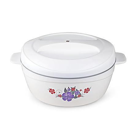 Cello Roti Plus Plastic Casserole with Lid, 1.5 Liters, White/Grey