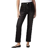 luvamia Straight Leg Jeans for Women Trendy High Waisted Stretchy Denim Pants Ankle Length Patch Pocket Trouser Jeans