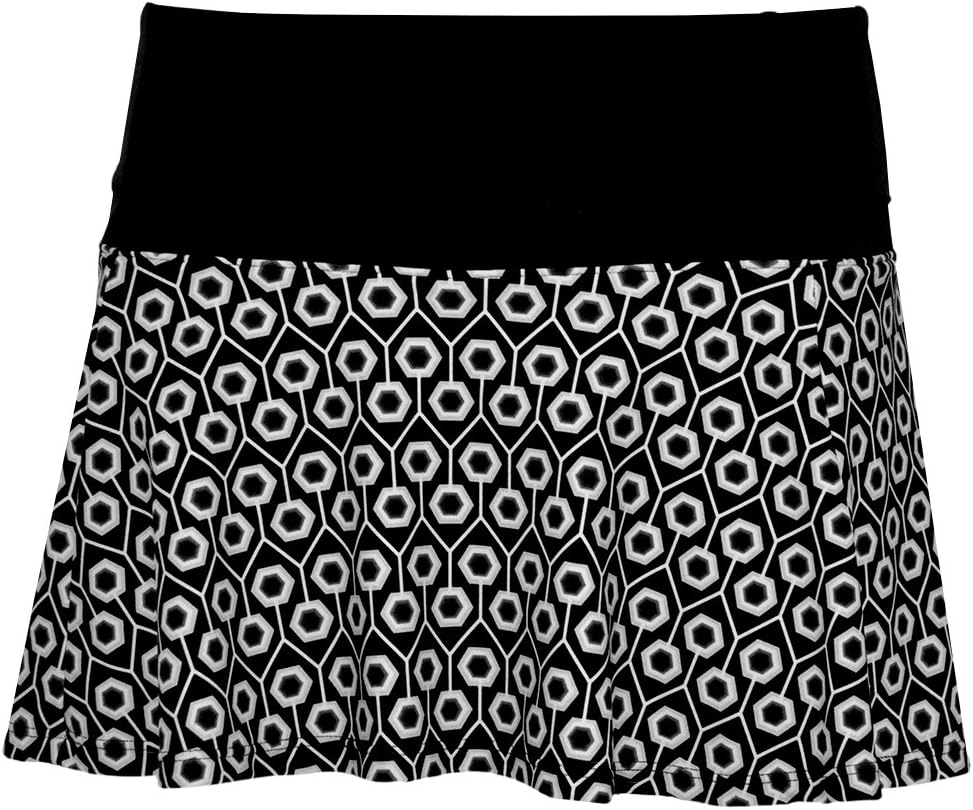 Bpassionit Tennis Skirt Skort With Attached Undershort (Small, Black/Gray/White Geo Print)