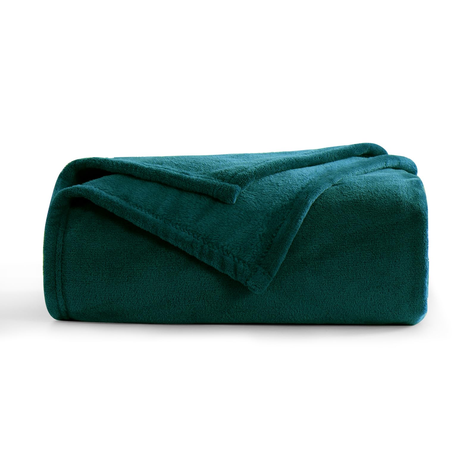 Aisbo Fleece Blanket Forest Green Throw - Versatile Soft Warm Blanket Fluffy Throws for Sofa Couch Single Size, Cozy Solid Bed Flannel Blanket for Travel, 130x150cm
