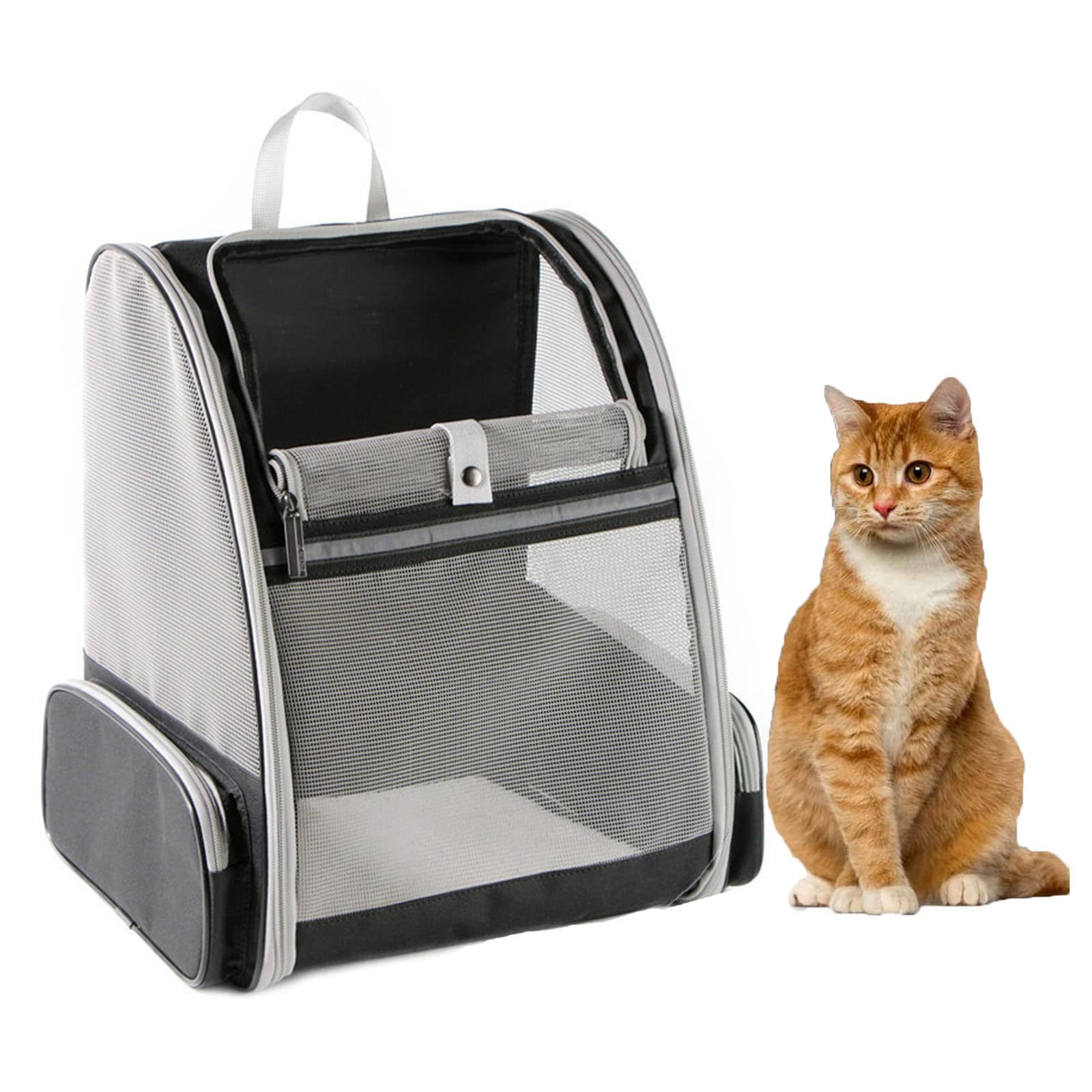 YUOCT Travel Fat Cat Backpack Carrier, Full Ventilation Pet Carrier Backpack for Cats and Puppy, Airline Approved Cat Carrying Backpack for Travel and Hiking (Black)