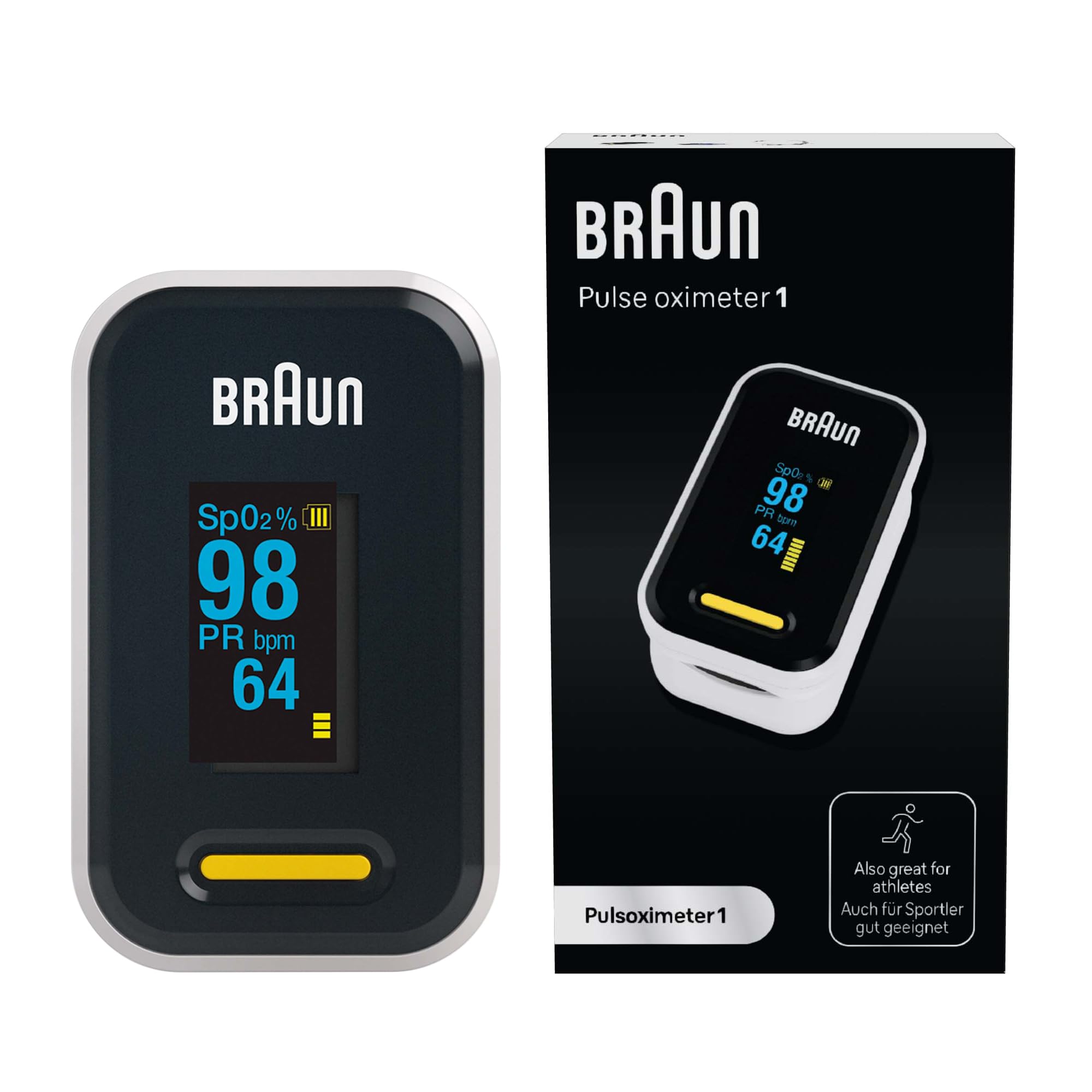 Braun Pulse Oximeter 1 - Accurate Blood Oxygen Finger Monitor - Easy-to-use at Home - For COPD, Pneumonia, Sleep Apnea Sufferers - Great for Athletes- YK-81CEU