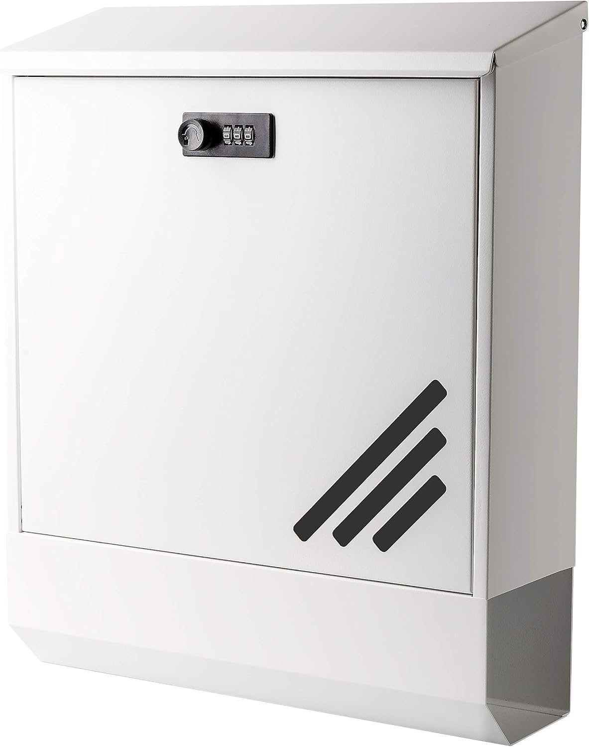 Amazon メールボックス ポスト 大型 郵便受け 鍵付き ダイアル錠 ロック付き 新聞受け ホワイト 郵便受け メールボックス