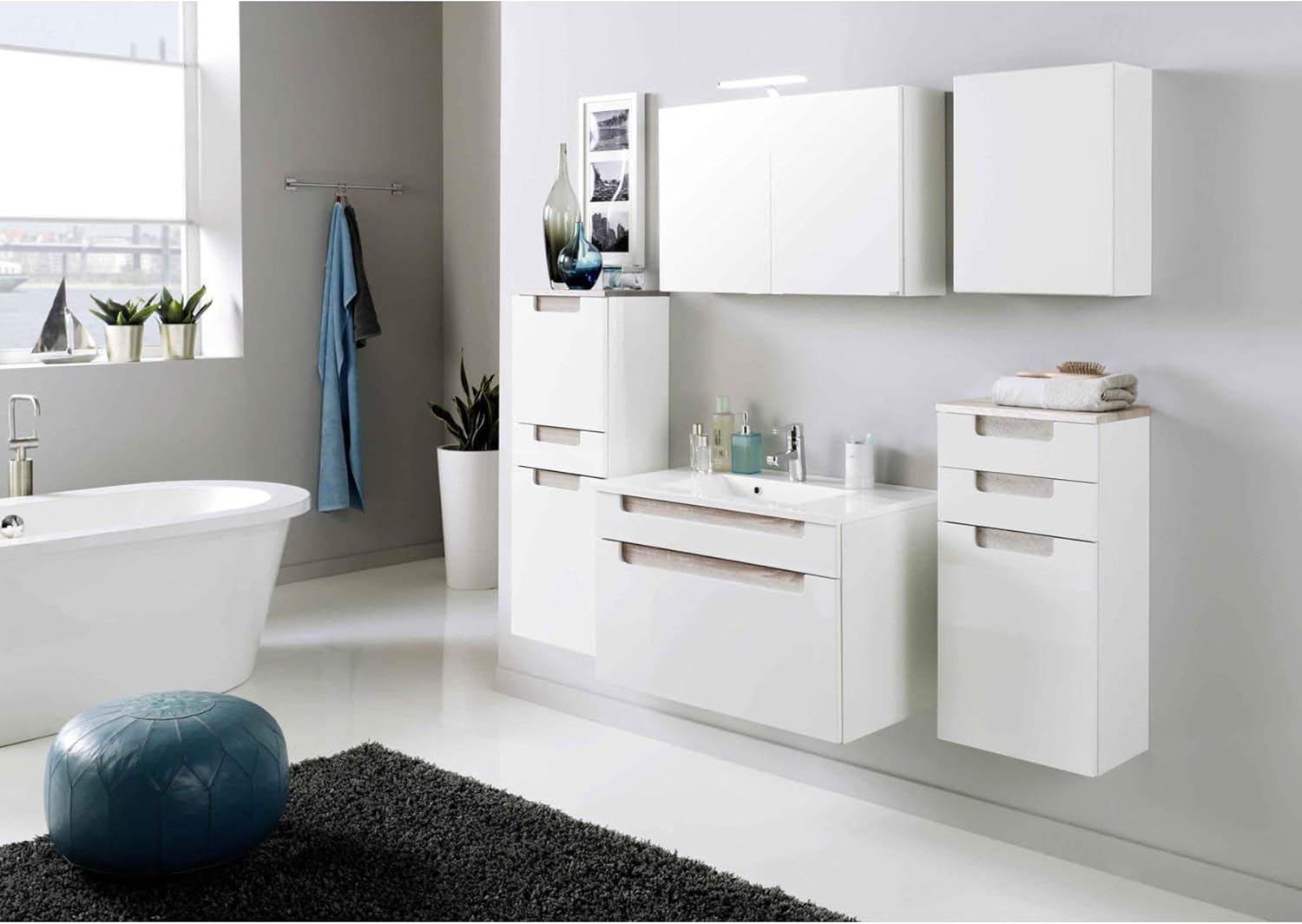 Bathroom Furniture 5 Pack Glossy White White Including Wash Space Handless Amazon Co Uk Kitchen Home