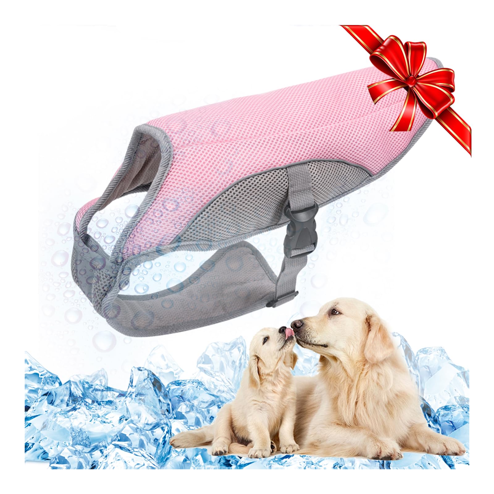 TVMALL Cooling Mesh Dog Vest - Summer Breathable Coat With Reflective Strip, Adjustable Pet Clothes for Large Medium and Small Dogs (Pink,XL)