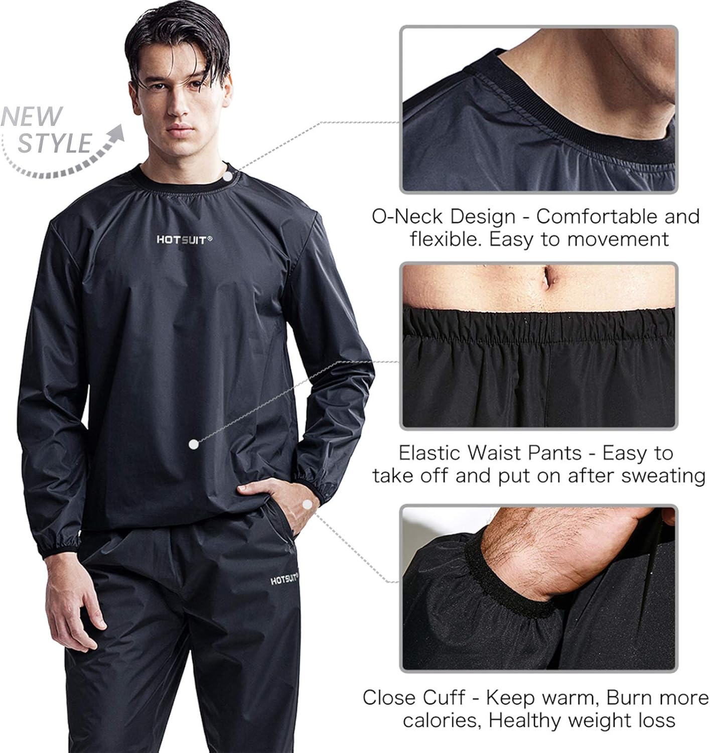 HOTSUIT Sauna Suit Men Anti Rip Sweat Suits Gym Boxing Workout Jackets : Sports & Outdoors