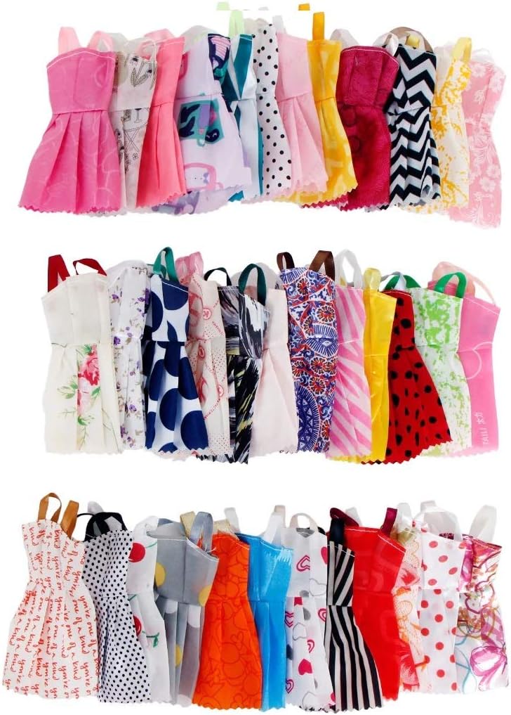 Random 12 PCS Mixed Sorts Handmade Different Colourful Fashion Dress Cute Cool Clothes For Barbie Doll Accessories Girl Gift Toy