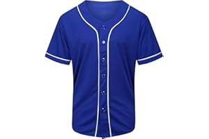 KUAIPAO Blank Baseball Jersey,Short Sleeve Plain Jersey Shirt,Sports Uniform for Men Women(White, Black, Red,Blue,S-3XL)