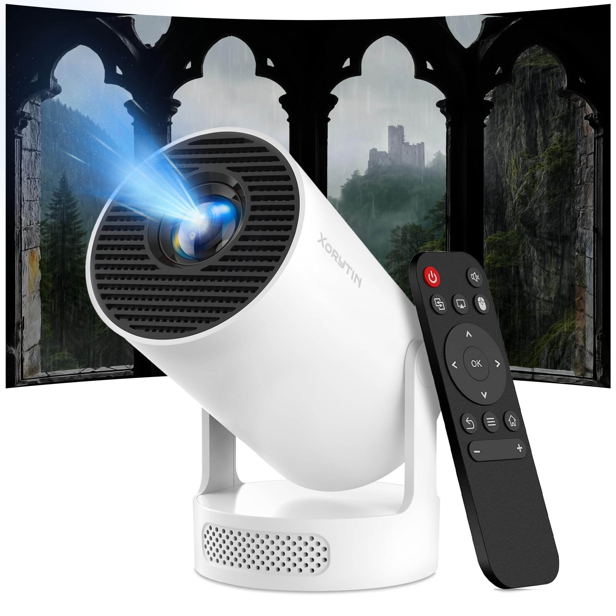 Photo 1 of ?Built-in Apps?Mini Projector with Wifi and Bluetooth, Support 4K, Portable Projector, 5W Sound Base Speaker, 170 ANSI, Android, Auto Vertical Keystone 210° Rotatable Proyector