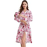 Galabloomer Maternity Robe and Baby Receiving Blanket, Matching Mommy Labor Delivery Robe and Swaddle Set