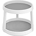 Simple Houseware 2-Tier 10-Inch Turntable Lazy Susan Spice Organizer, White/Gray