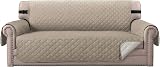 BellaHills Sofa Cover 3 Seater Water Resistant Reversible Slipcover Khaki Beige