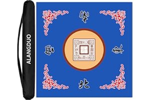 ALANGDUO Mahjong Mat Anti Slip Noise Reduction Table Cover for Mahjong Paigow Poker 31.5 x 31.5 Inches (Blue)