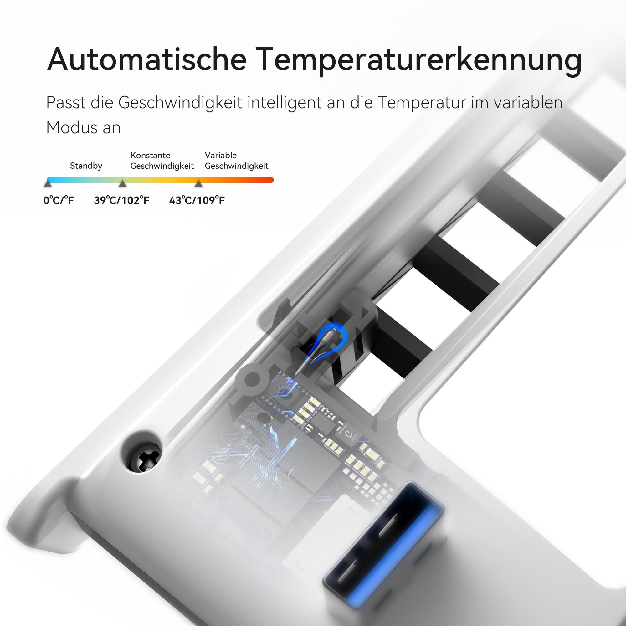 KIWIHOME PS5 Lüfter mit automatischer Geschwindigkeitseinstellung, leiseres Kühlzubehör LED-Licht und USB3.0-Hub für slim Disc & Digital Editionen 4