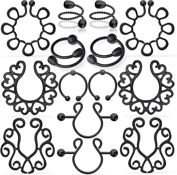 Leiainely Fake Nipple Rings Fake Nipple Piercing Fake