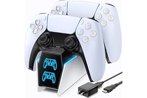 OIVO PS5 Controller Charger with Fast Charging AC Adapter, PS5 Controller Charging Station Stand for PlayStation 5, Docking Station Replacement for PS 5 Accessories Kits