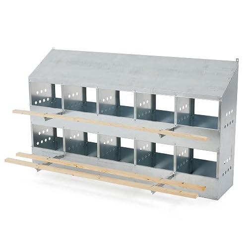 Brower 2-Tier 10-Hole Galvanized Steel Chicken Nesting Box, 50 to 60 ...