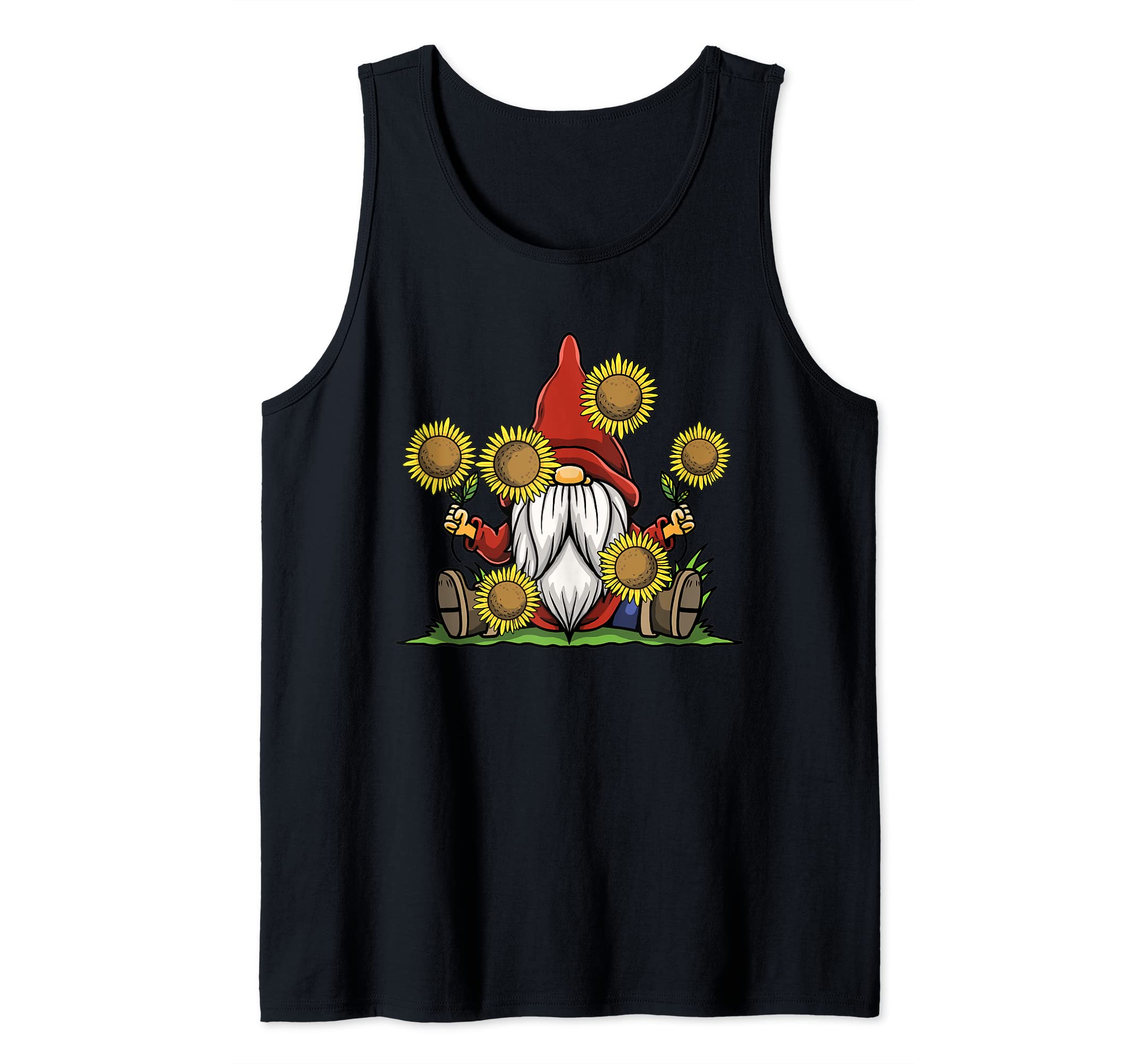 Hippie Let It Be Sunflower Gnome Spring Garden Guardian Tank Top