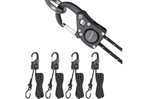 Ayaport Rope Tie Down Ratchet with Carabiner Clip 1/4" x 12' Rope Cord Tightener Heavy Duty Construction Kayak tie Downs for 