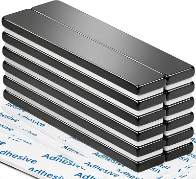 Grtard 12 Pack Neodymium Magnets 60x10x3 mm with Double-Sided Adhesive