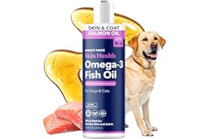 Honest Paws Wild Alaskan Salmon Oil for Dogs & Cats – Omega 3 Fish Oil Supplement for Skin, Coat, Joint & Heart Health – Natural, Sustainably Sourced, 16 oz