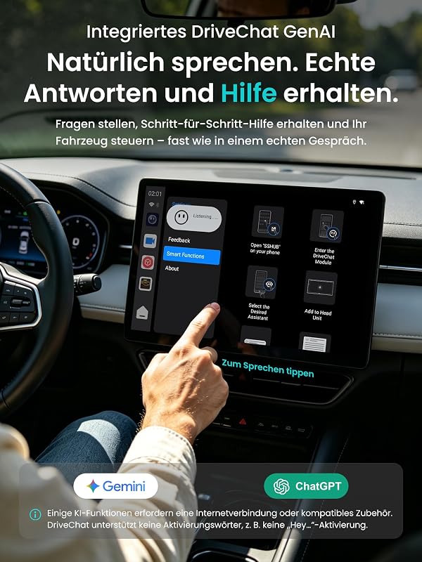 CarPlay AI Box, Wireless CarPlay Adapter Netflix/YouTube/TF-Karte 4GB+32GB - AI Box Android Auto Video Dongle, nur für OEM Kabel-CP/AA, 4G Dual-WLAN & BT, DriveChat AI Voice,Plug&Play CB4B