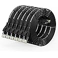 Cat 6 Ethernet Cable 3ft (6 Pack) (at a Cat5e Price but Higher Bandwidth) Flat Internet Network Cable - Cat6 Ethernet Patch Cable Short - Black Computer Cable with Snagless RJ45 Connectors