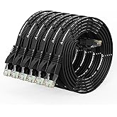 CableGeeker Cat 6 Flat Ethernet Cable 3ft 6Pack, 10Gbps, Black | OFC Bare Copper 30AWG UTP Patch Cable, 550MHz, RJ45 Gold-Plated, Snag-Less Boots, Ideal for Gaming, Streaming, Router