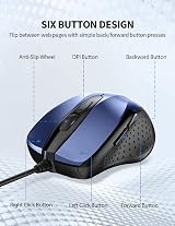 TECKNET USB Wired Mouse 6400 DPI 6-Button Ergonomic USB Plug and Play view 7