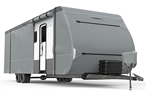 VIGORVAN Heavy Duty Travel Trailer RV Cover, Fit 30'1'' - 33' Motorhome RV Trailer Cover for Winter Snow, Multi-Layer Camper Cover, Reinforced Windproof Tearproof with Jack Cover & Tire Covers