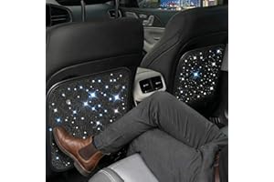 Nuanchu 2 Pcs Sparkling Diamond Kick Car Mats Back Seat Protectors with Sparkly Rhinestones Crystal Bling Seat Covers Car Interior Decor Accessories Black for Women Female