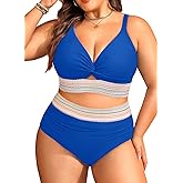 Daci Plus Size Two Piece Swimsuits - High Waisted Bikini for Women Tummy Control Bathing Suits Knot Twist Swimwear 2025