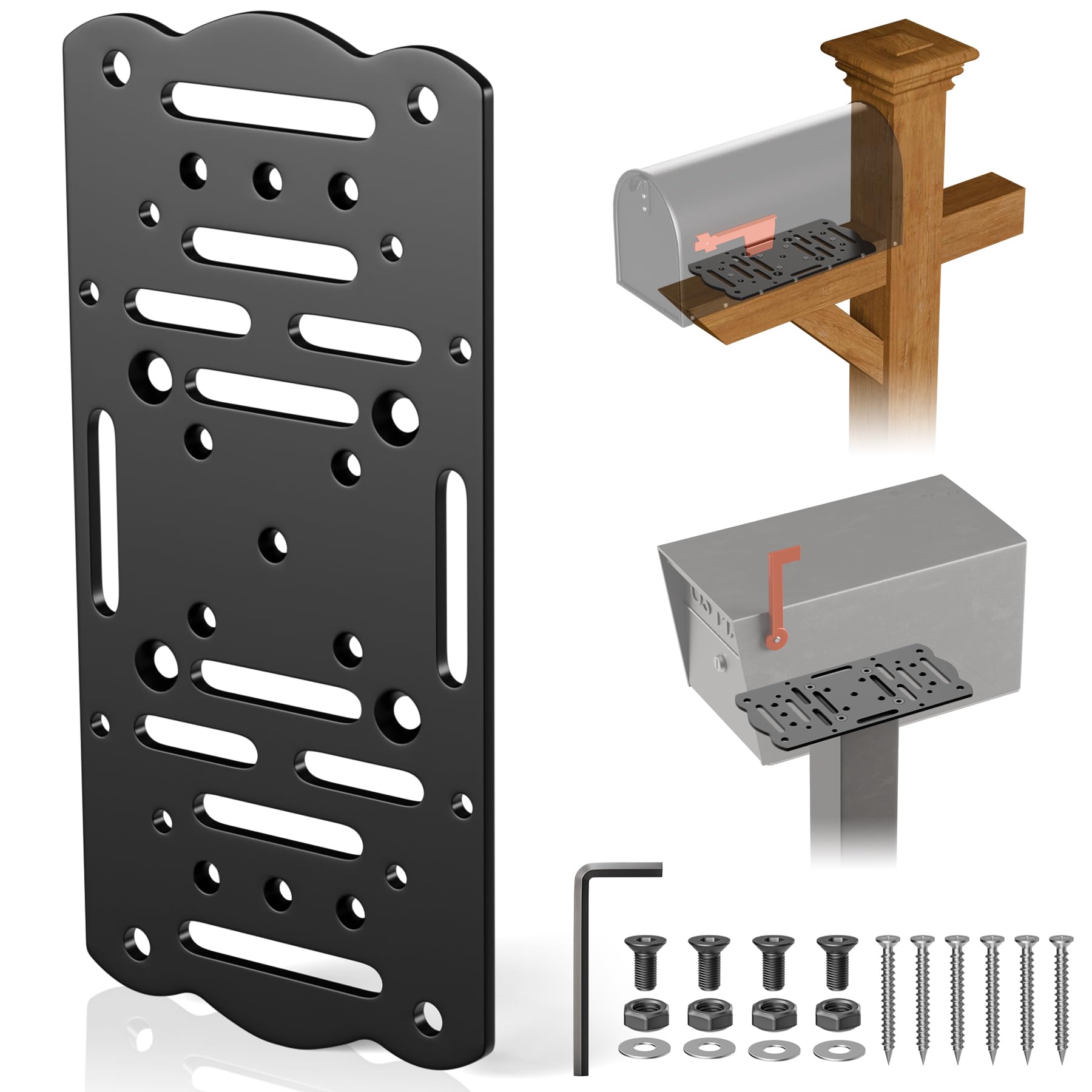 Photo 1 of Dabolang Metal Mailbox Mounting Bracket,Post Mount Mailboxes Board,Mailbox Bracket for 4x4 Wood or Hollow Posts,Mailbox Mounting Plate For Most Post-Mounted Mailboxes with Mounting Holes at the Bottom